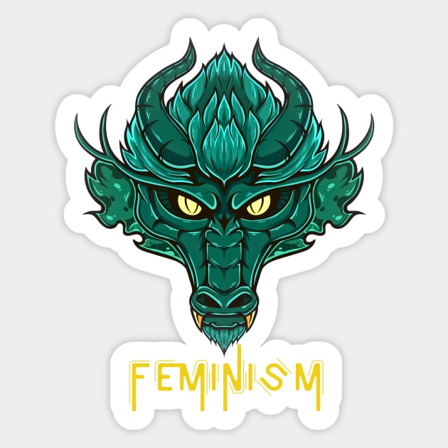 Feminism Dragon Sticker by AbrasiveApparel